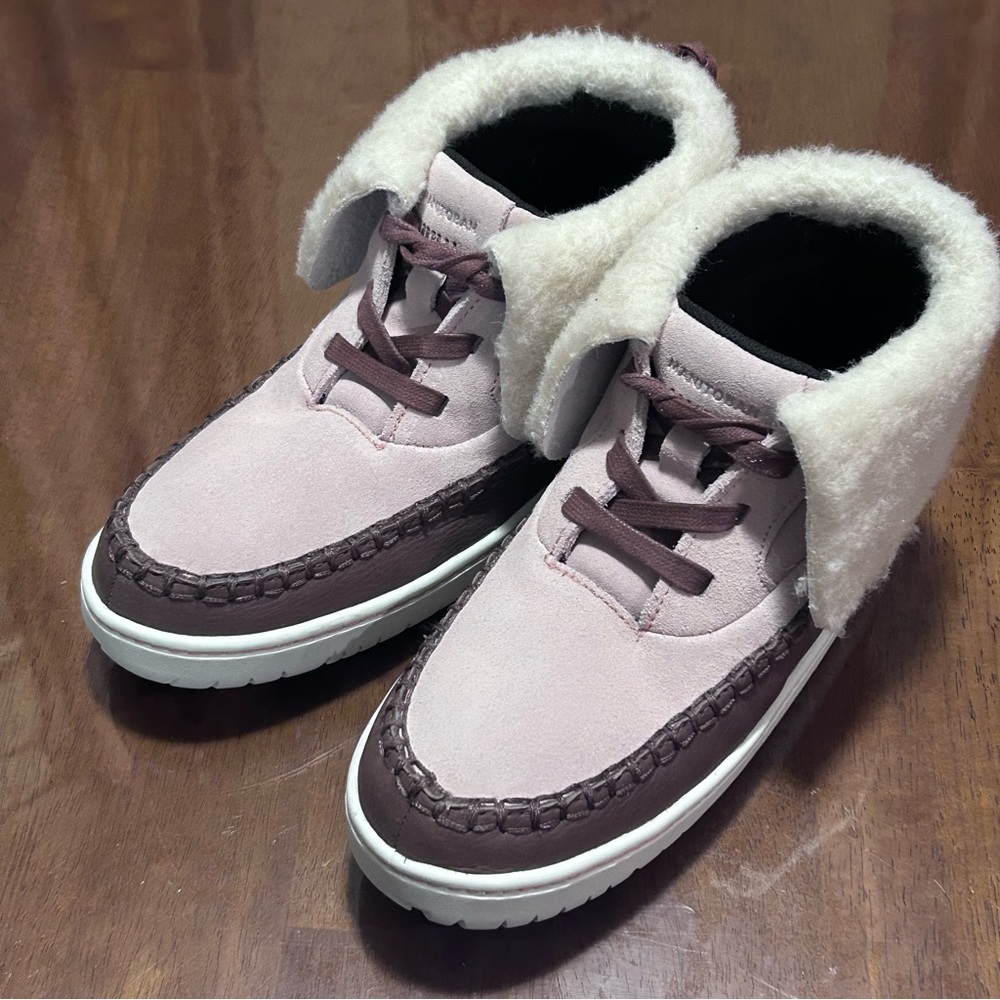 NEW Manitobah MUK LUKS Skoden Leather Shearling Ankle Boots Brown Pink Women 6